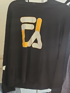 Black Sweatshirt with Yellow & White Graphic Emblem